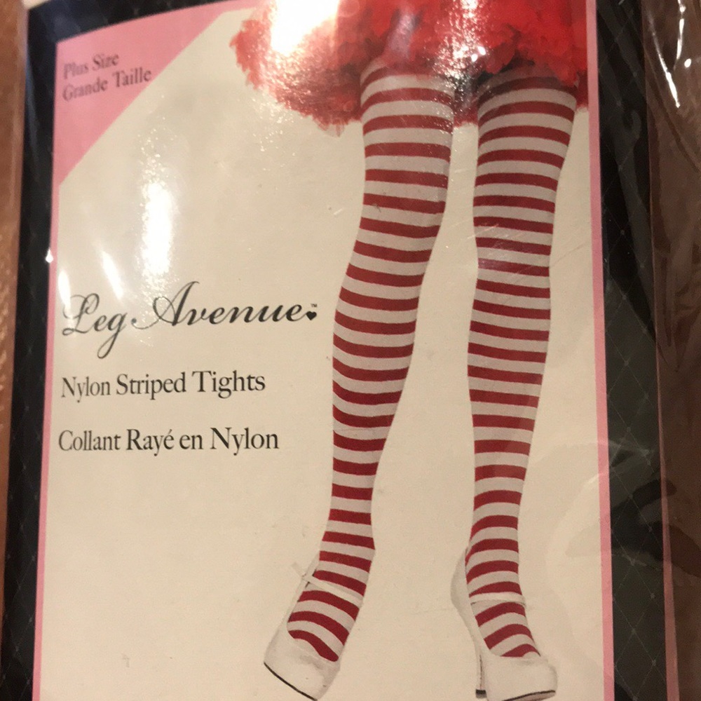 NWT: Red and White Stripped Tights 3X PLUS